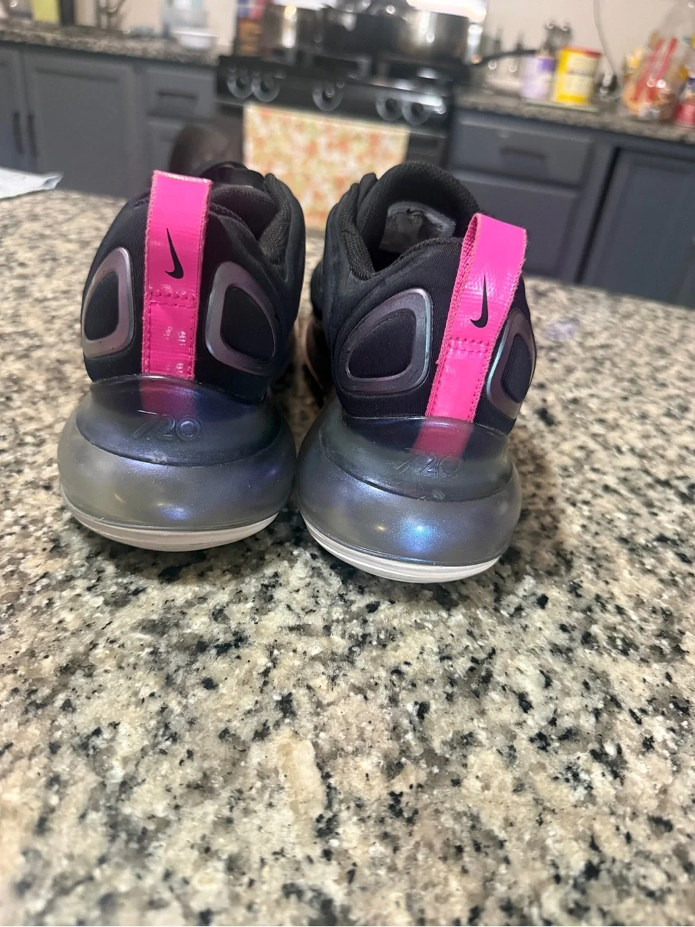 Nike Women’s Black Sneakers with Pink and Iridescent Accents
